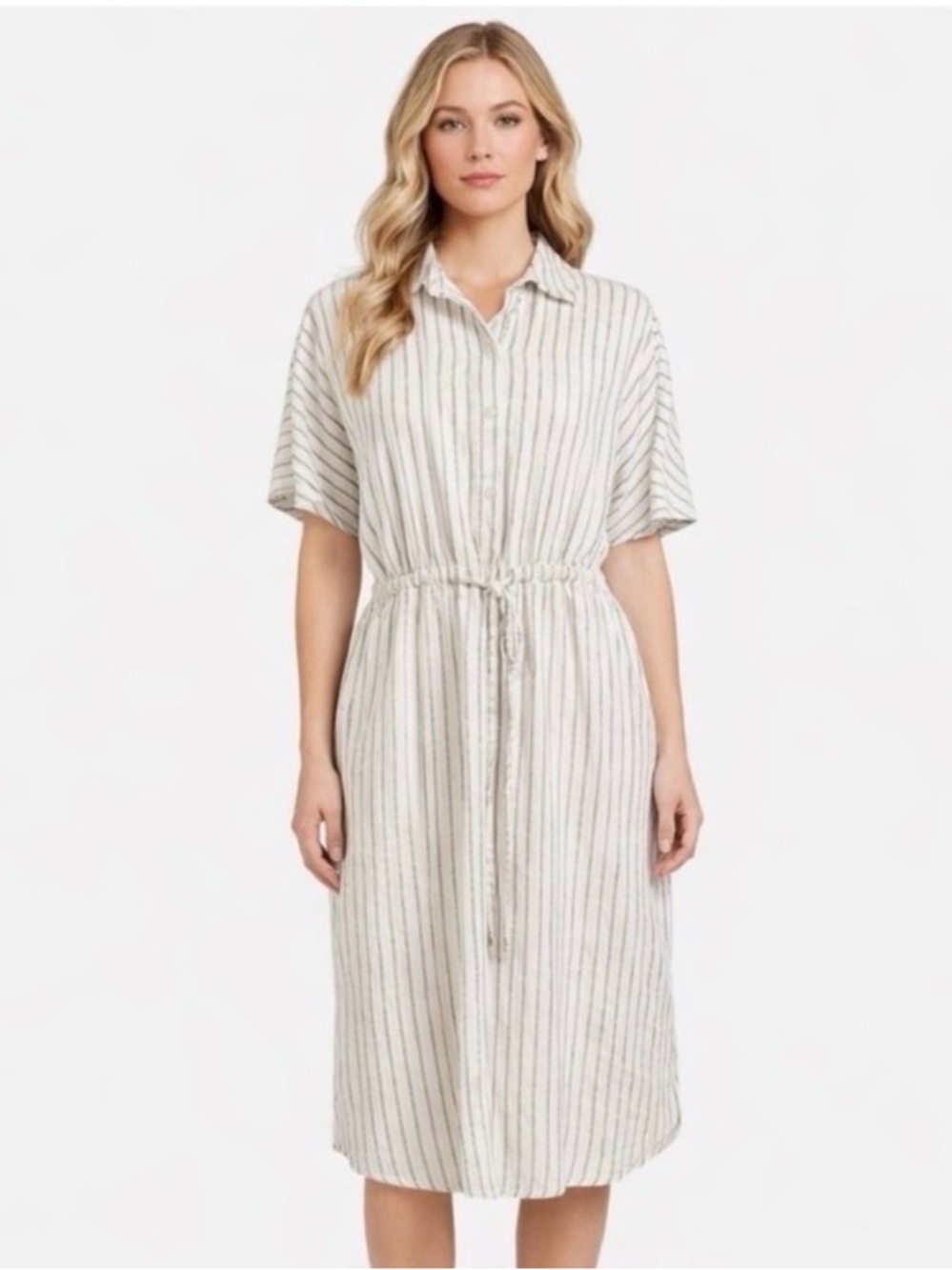A New Day Striped Linen Blend Dress Size XS